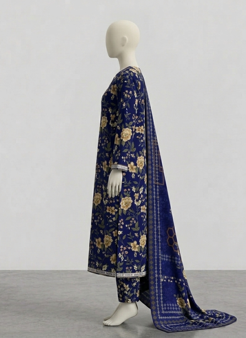 V3314 – 3 Piece Printed Unstitched Suit | Shirt Trouser All Over Bana Dora (Doria Lawn) & Dupatta (Doria Lawn)