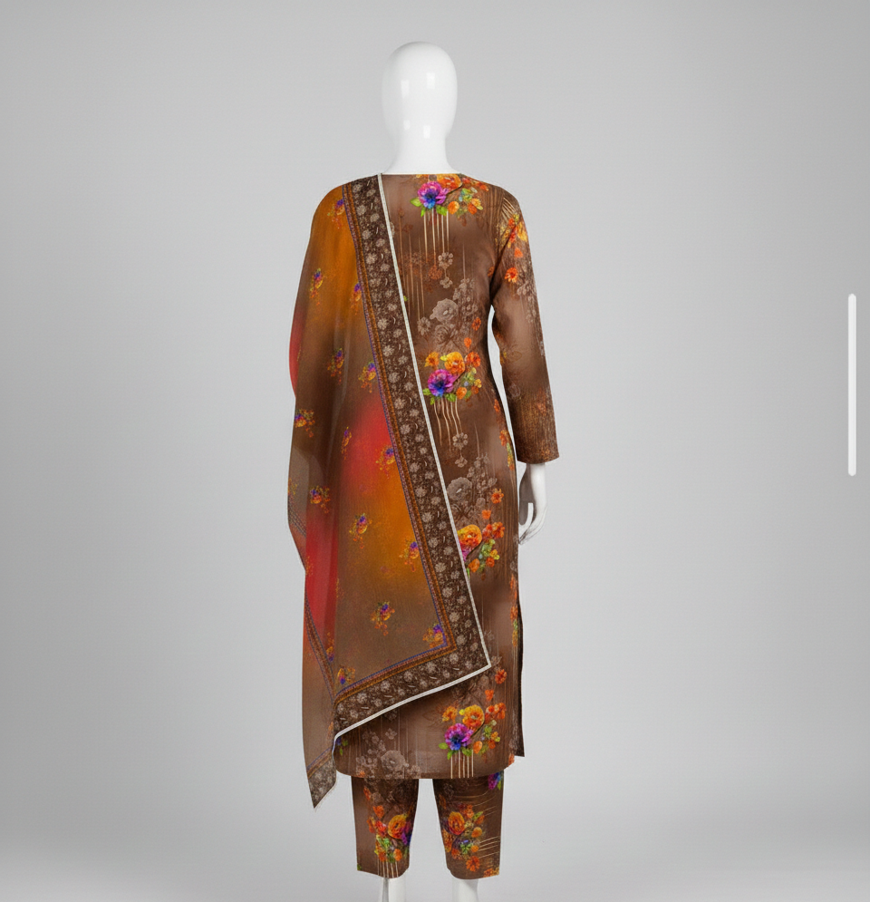 V2308 – 3 Piece Printed Unstitched Suit | Shirt Trouser All Over Bana Dora (Doria Lawn) & Dupatta (Voil Lawn)