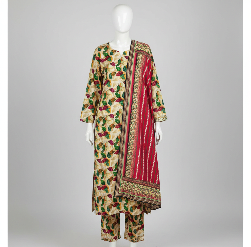 V2309 – 3 Piece Printed Unstitched Suit | Shirt Trouser All Over Bana Dora (Doria Lawn) & Dupatta (Voil Lawn)