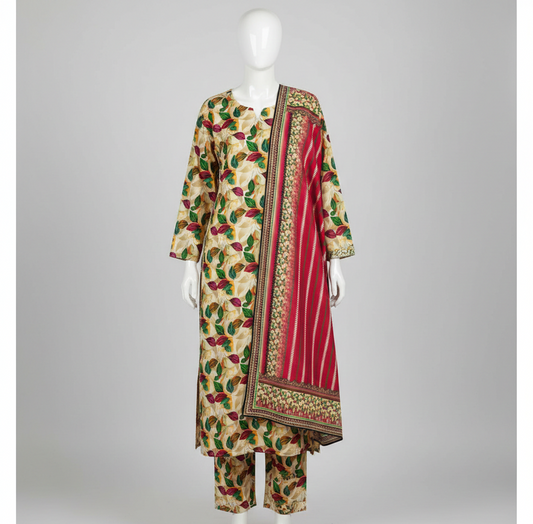 V2309 – 3 Piece Printed Unstitched Suit | Shirt Trouser All Over Bana Dora (Doria Lawn) & Dupatta (Voil Lawn)