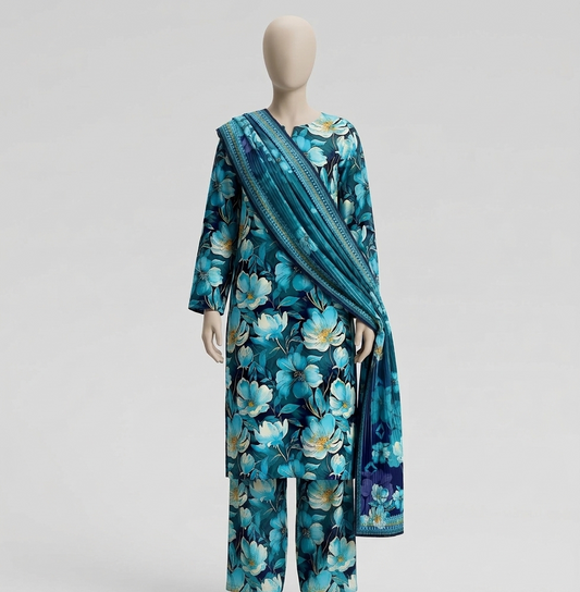 V3304 – 3 Piece Printed Unstitched Suit | Shirt Trouser All Over Bana Dora (Doria Lawn) & Dupatta (Doria Lawn)
