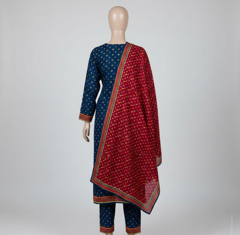 V2311 – 3 Piece Printed Unstitched Suit | Shirt Trouser All Over Bana Dora (Doria Lawn) & Dupatta (Voil Lawn)