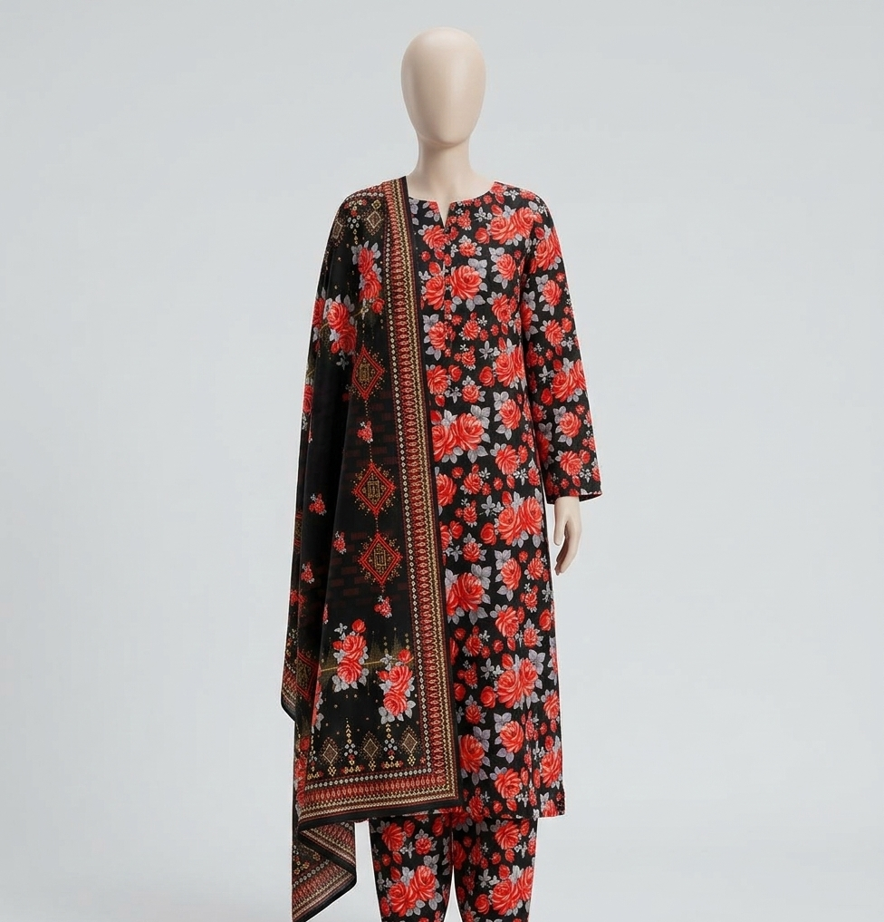 V3313 – 3 Piece Printed Unstitched Suit | Shirt Trouser All Over Bana Dora (Doria Lawn) & Dupatta (Doria Lawn)