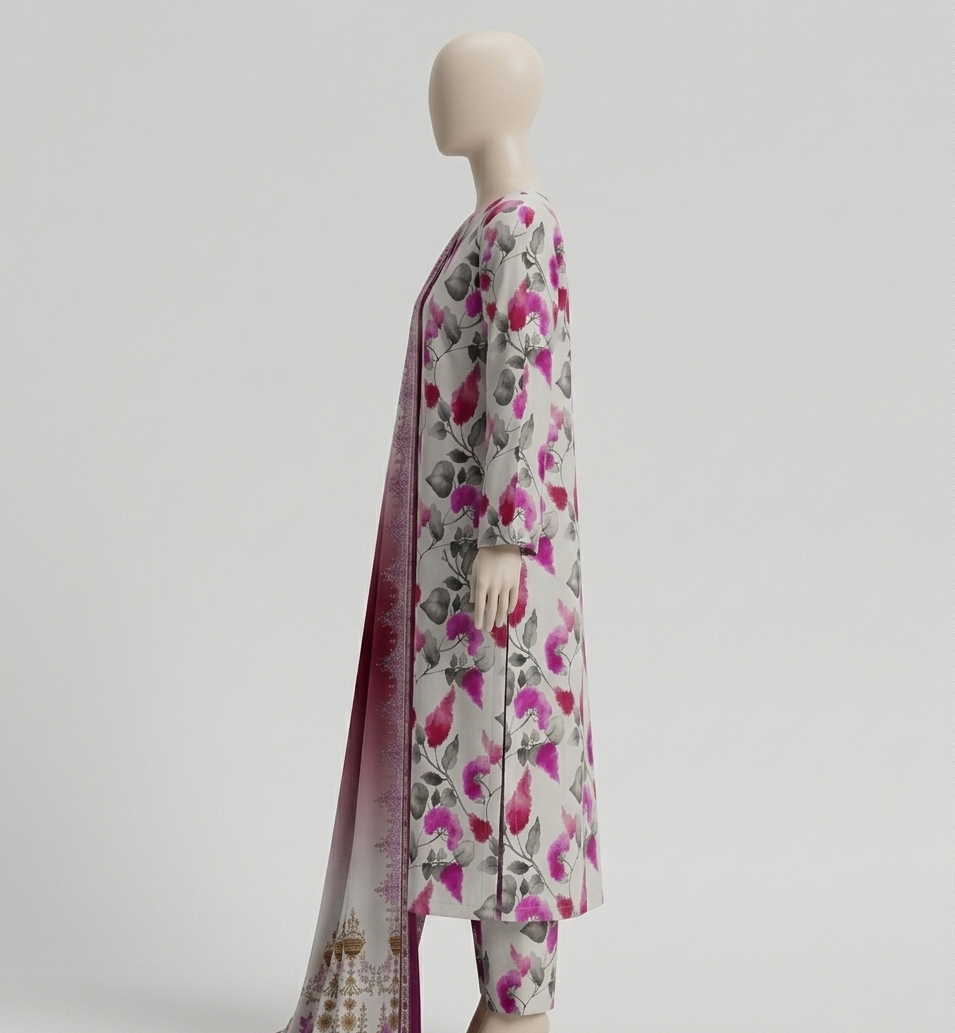 V3311 – 3 Piece Printed Unstitched Suit | Shirt Trouser All Over Bana Dora (Doria Lawn) & Dupatta (Doria Lawn)