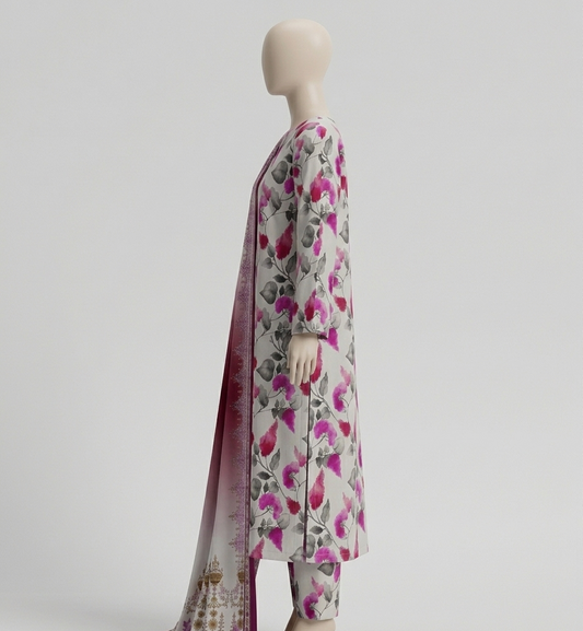 V3311 – 3 Piece Printed Unstitched Suit | Shirt Trouser All Over Bana Dora (Doria Lawn) & Dupatta (Doria Lawn)