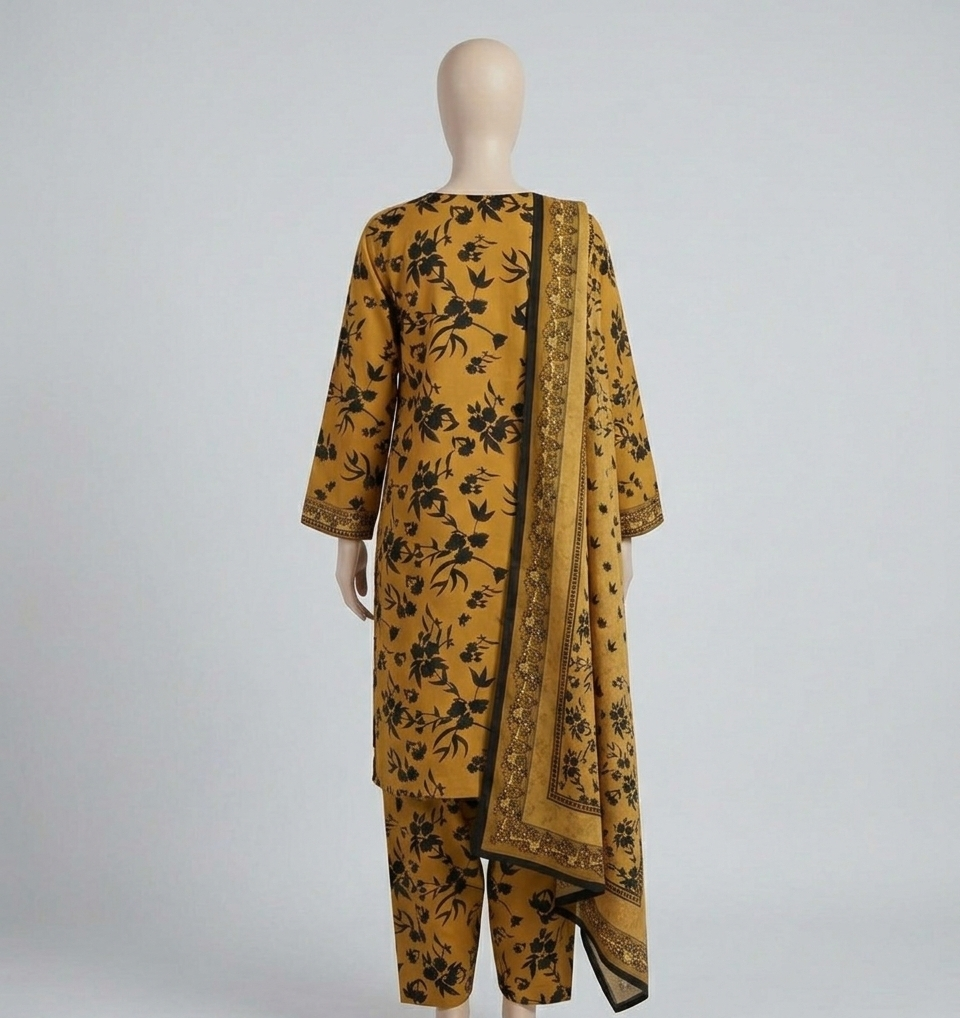 V3302 – 3 Piece Printed Unstitched Suit | Shirt Trouser All Over Bana Dora (Doria Lawn) & Dupatta (Doria Lawn)