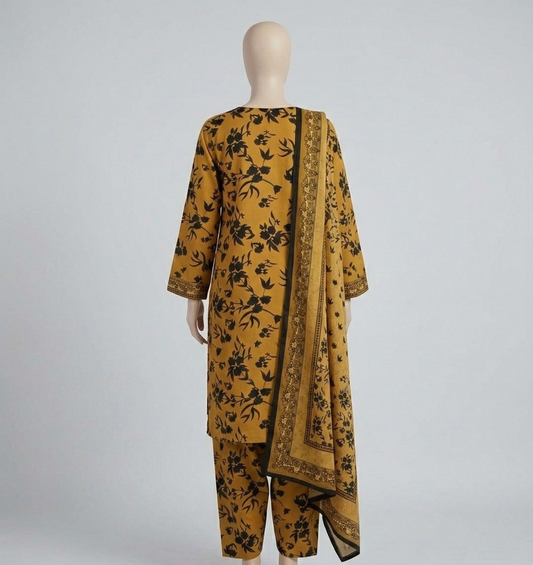 V3302 – 3 Piece Printed Unstitched Suit | Shirt Trouser All Over Bana Dora (Doria Lawn) & Dupatta (Doria Lawn)