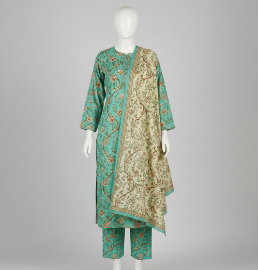 V2303 – 3 Piece Printed Unstitched Suit | Shirt Trouser All Over Bana Dora (Doria Lawn) & Dupatta (Voil Lawn)