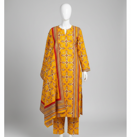 V2313 – 3 Piece Printed Unstitched Suit | Shirt Trouser All Over Bana Dora (Doria Lawn) & Dupatta (Voil Lawn)