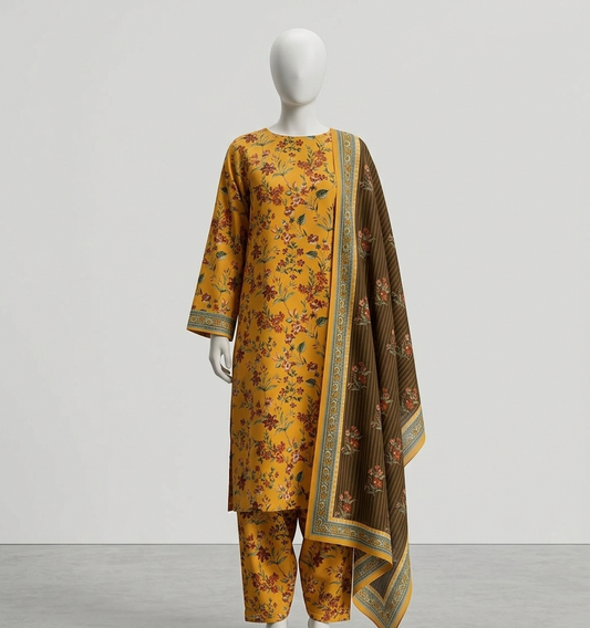 V3303 – 3 Piece Printed Unstitched Suit | Shirt Trouser All Over Bana Dora (Doria Lawn) & Dupatta (Doria Lawn)