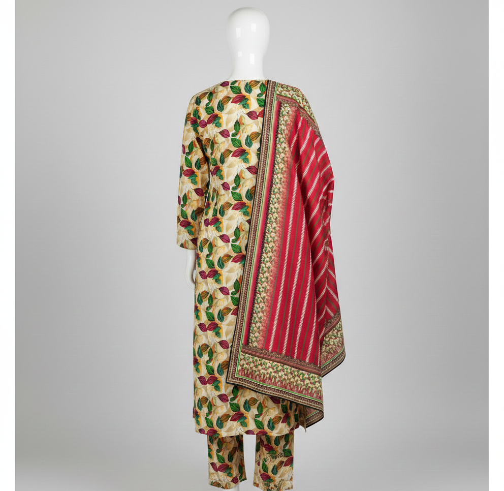 V2309 – 3 Piece Printed Unstitched Suit | Shirt Trouser All Over Bana Dora (Doria Lawn) & Dupatta (Voil Lawn)