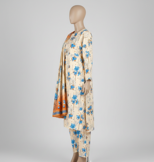 V2310 – 3 Piece Printed Unstitched Suit | Shirt Trouser All Over Bana Dora (Doria Lawn) & Dupatta (Voil Lawn)