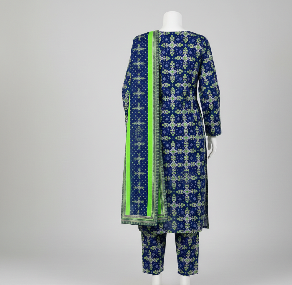 V2307 – 3 Piece Printed Unstitched Suit | Shirt Trouser All Over Bana Dora (Doria Lawn) & Dupatta (Voil Lawn)