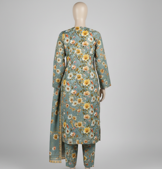 V2304 – 3 Piece Printed Unstitched Suit | Shirt Trouser All Over Bana Dora (Doria Lawn) & Dupatta (Voil Lawn)