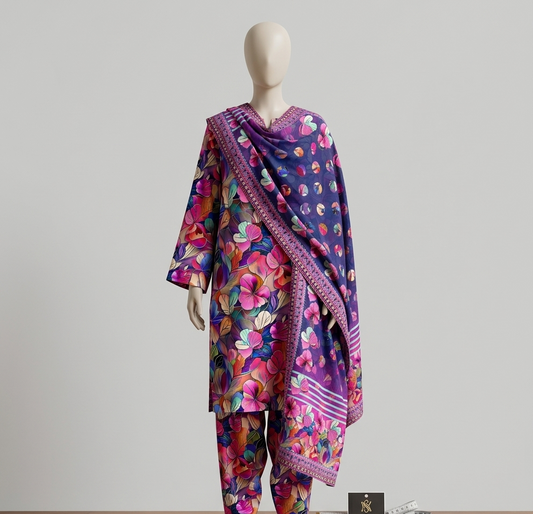 V3301 – 3 Piece Printed Unstitched Suit | Shirt Trouser All Over Bana Dora (Doria Lawn) & Dupatta (Doria Lawn)