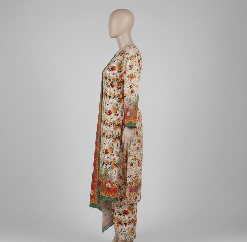 V2301 – 3 Piece Printed Unstitched Suit | Shirt Trouser All Over Bana Dora (Doria Lawn) & Dupatta (Voil Lawn)