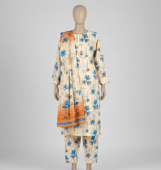 V2310 – 3 Piece Printed Unstitched Suit | Shirt Trouser All Over Bana Dora (Doria Lawn) & Dupatta (Voil Lawn)