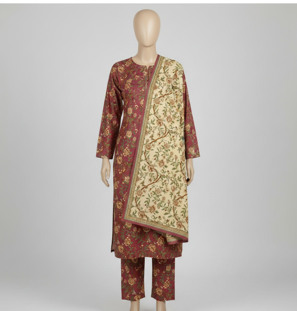V2305 – 3 Piece Printed Unstitched Suit | Shirt Trouser All Over Bana Dora (Doria Lawn) & Dupatta (Voil Lawn)