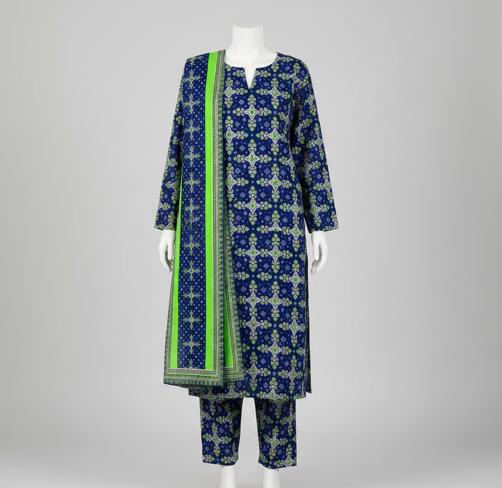 V2307 – 3 Piece Printed Unstitched Suit | Shirt Trouser All Over Bana Dora (Doria Lawn) & Dupatta (Voil Lawn)
