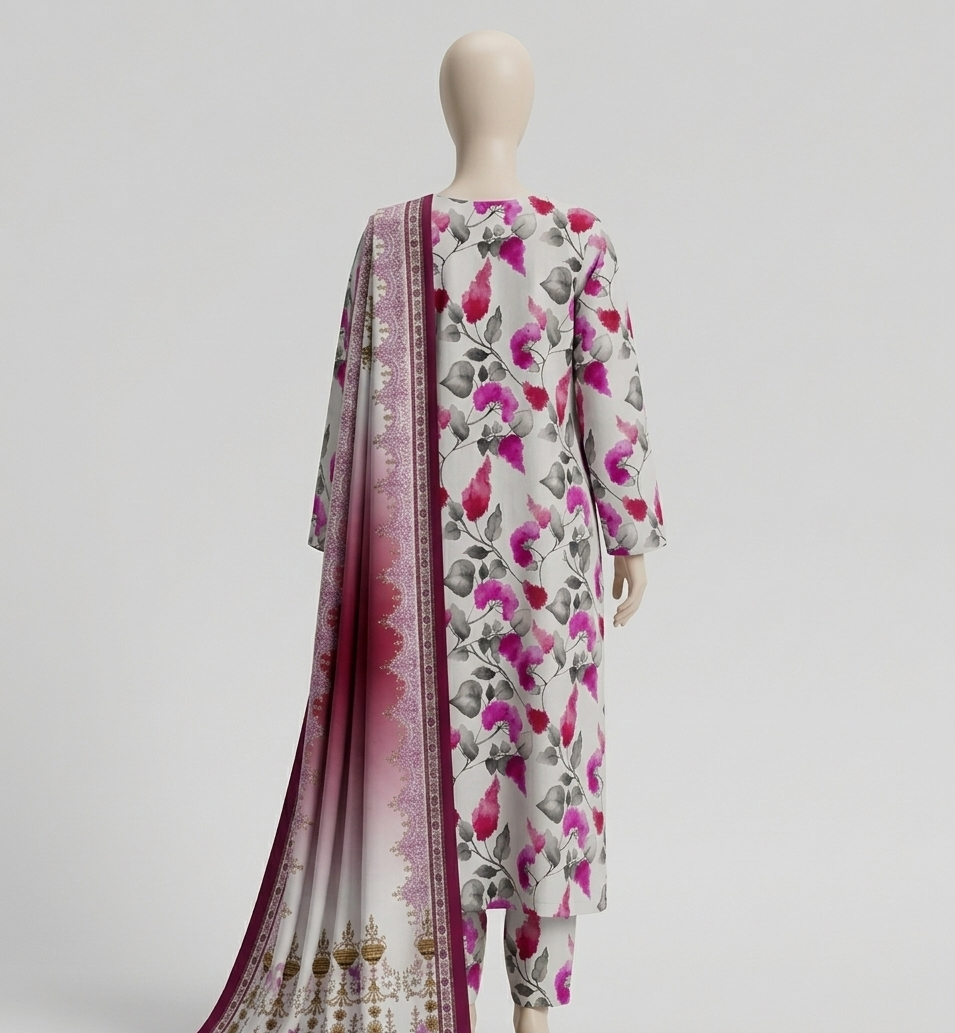 V3311 – 3 Piece Printed Unstitched Suit | Shirt Trouser All Over Bana Dora (Doria Lawn) & Dupatta (Doria Lawn)