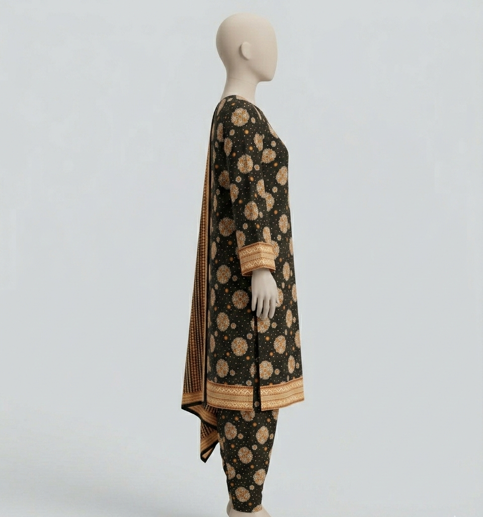 V3305 – 3 Piece Printed Unstitched Suit | Shirt Trouser All Over Bana Dora (Doria Lawn) & Dupatta (Doria Lawn)