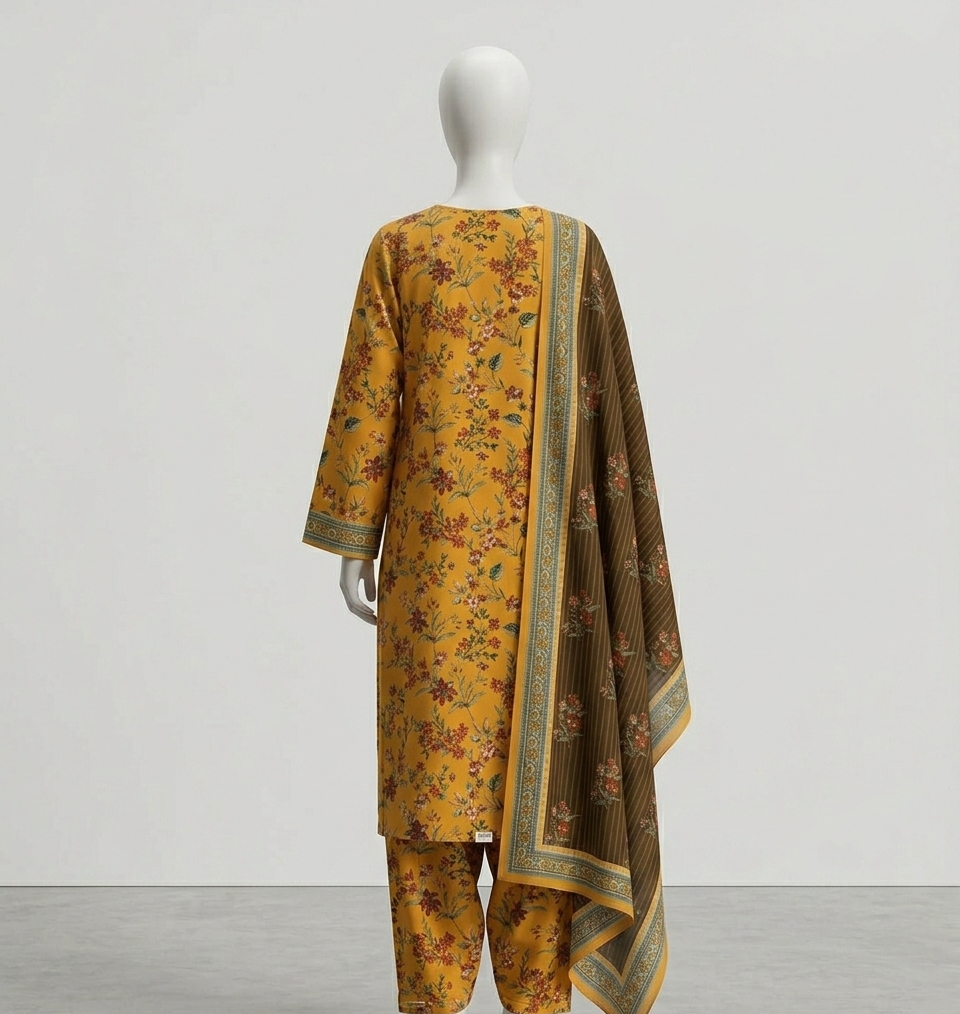 V3303 – 3 Piece Printed Unstitched Suit | Shirt Trouser All Over Bana Dora (Doria Lawn) & Dupatta (Doria Lawn)