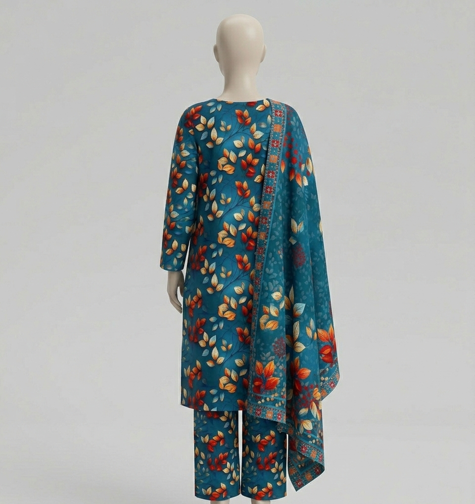 V3312 – 3 Piece Printed Unstitched Suit | Shirt Trouser All Over Bana Dora (Doria Lawn) & Dupatta (Doria Lawn)