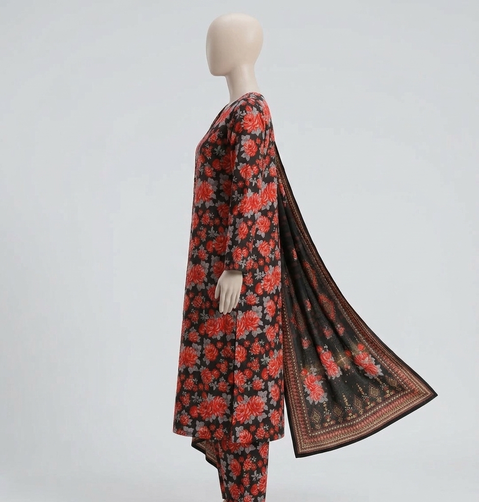 V3313 – 3 Piece Printed Unstitched Suit | Shirt Trouser All Over Bana Dora (Doria Lawn) & Dupatta (Doria Lawn)