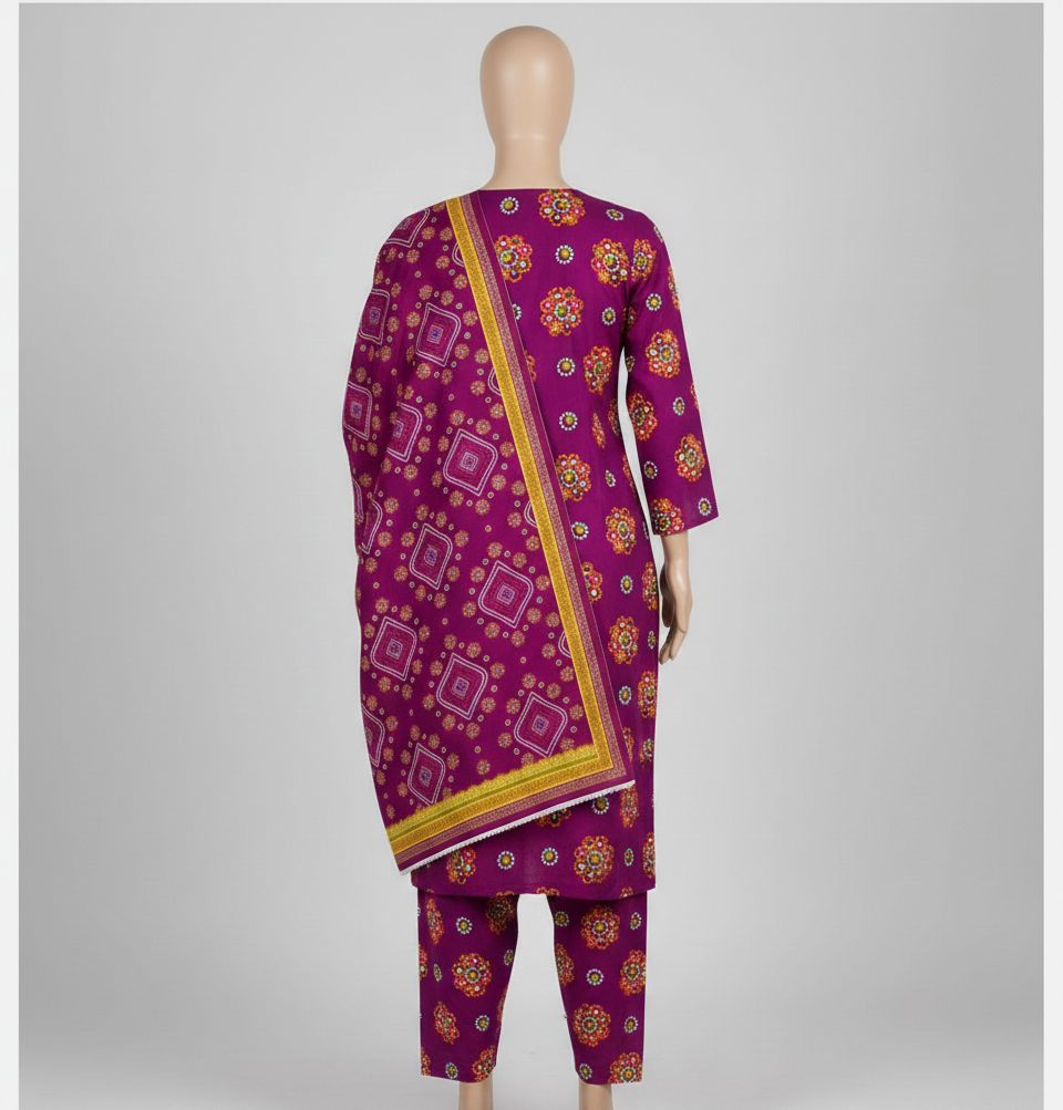 V2312 – 3 Piece Printed Unstitched Suit | Shirt Trouser All Over Bana Dora (Doria Lawn) & Dupatta (Voil Lawn)