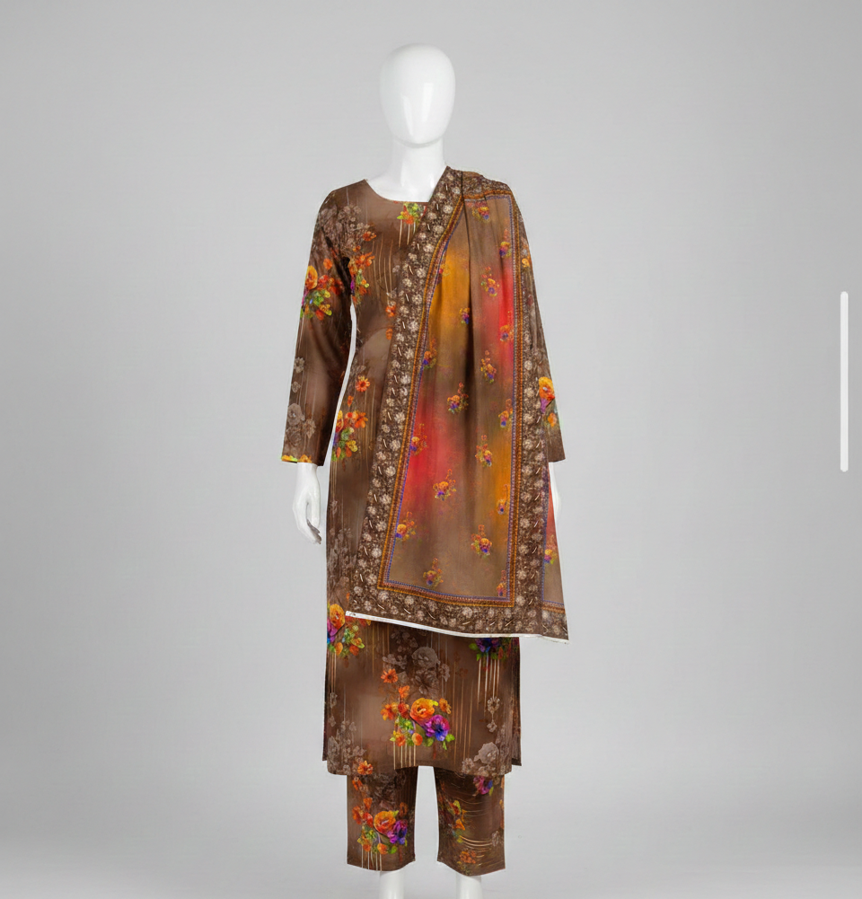 V2308 – 3 Piece Printed Unstitched Suit | Shirt Trouser All Over Bana Dora (Doria Lawn) & Dupatta (Voil Lawn)