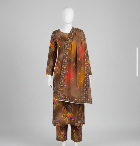 V2308 – 3 Piece Printed Unstitched Suit | Shirt Trouser All Over Bana Dora (Doria Lawn) & Dupatta (Voil Lawn)