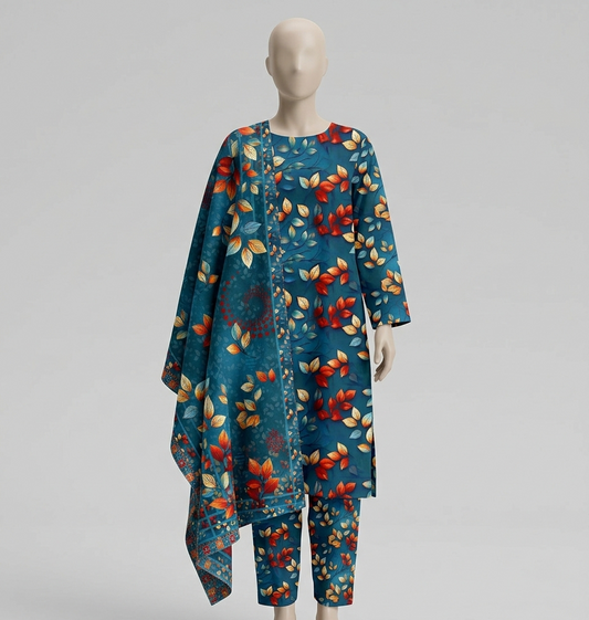 V3312 – 3 Piece Printed Unstitched Suit | Shirt Trouser All Over Bana Dora (Doria Lawn) & Dupatta (Doria Lawn)