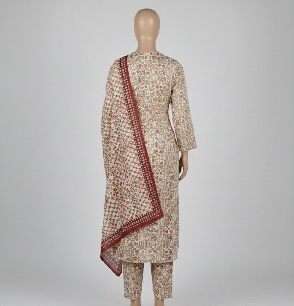 V2302 – 3 Piece Printed Unstitched Suit | Shirt Trouser All Over Bana Dora (Doria Lawn) & Dupatta (Voil Lawn)