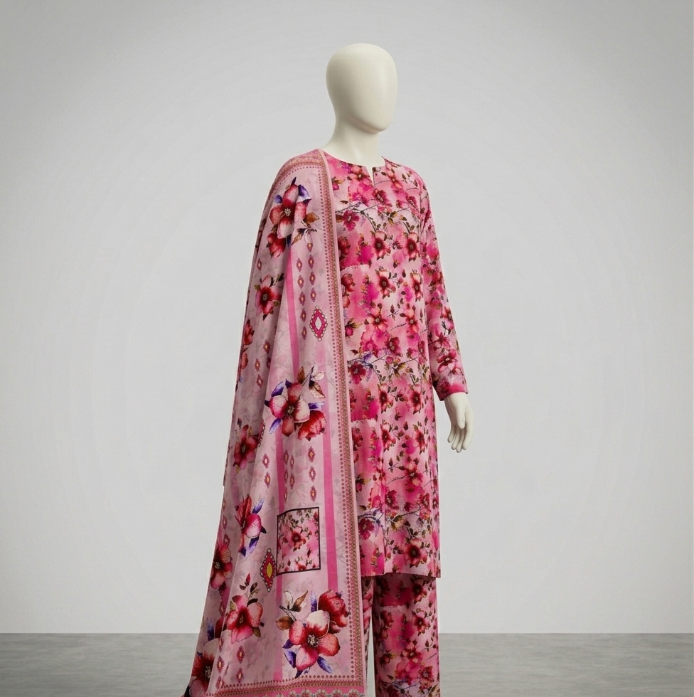 V3307 – 3 Piece Printed Unstitched Suit | Shirt Trouser All Over Bana Dora (Doria Lawn) & Dupatta (Doria Lawn)