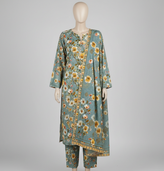 V2304 – 3 Piece Printed Unstitched Suit | Shirt Trouser All Over Bana Dora (Doria Lawn) & Dupatta (Voil Lawn)