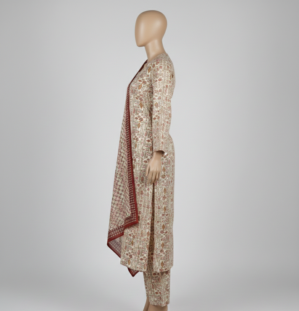 V2302 – 3 Piece Printed Unstitched Suit | Shirt Trouser All Over Bana Dora (Doria Lawn) & Dupatta (Voil Lawn)
